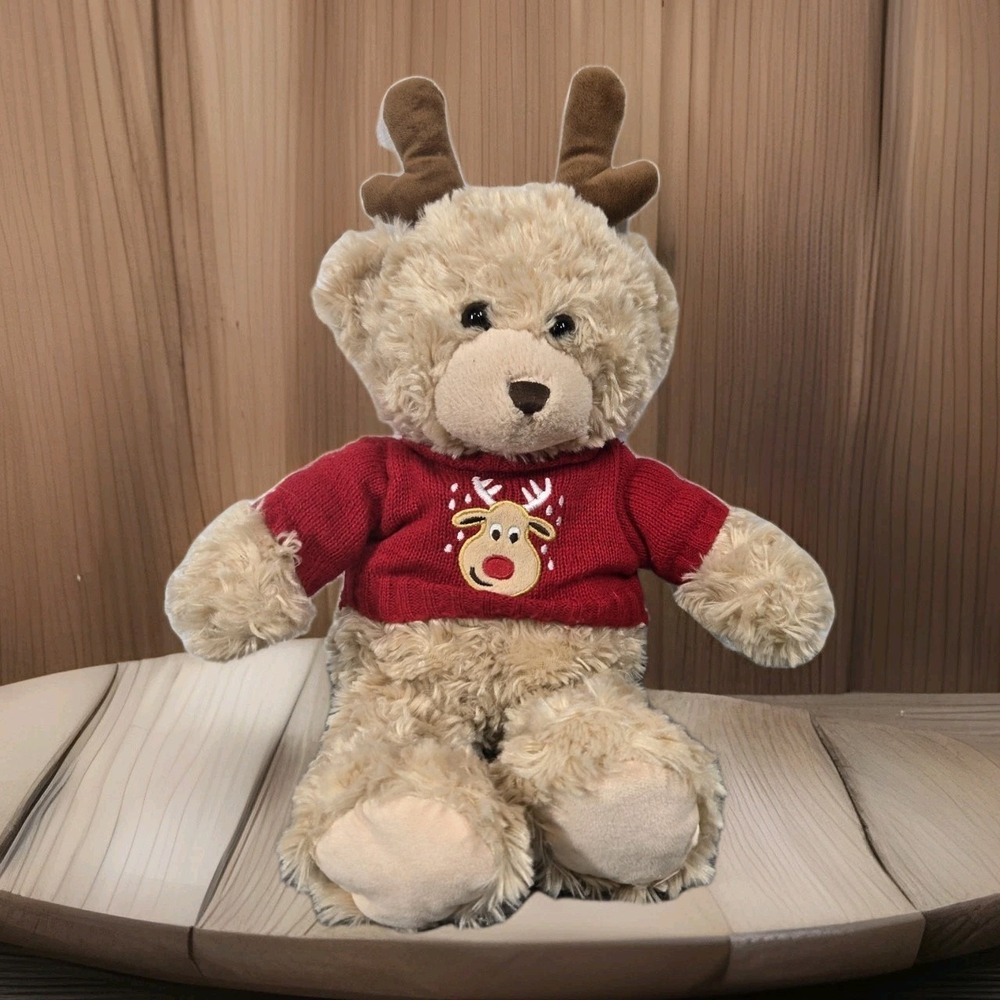 NY and Co Christmas Bear 16" Plush Stuffed Animal Toy With‎ Sweater and Antlers